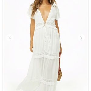 Plunging crochet maxi dress